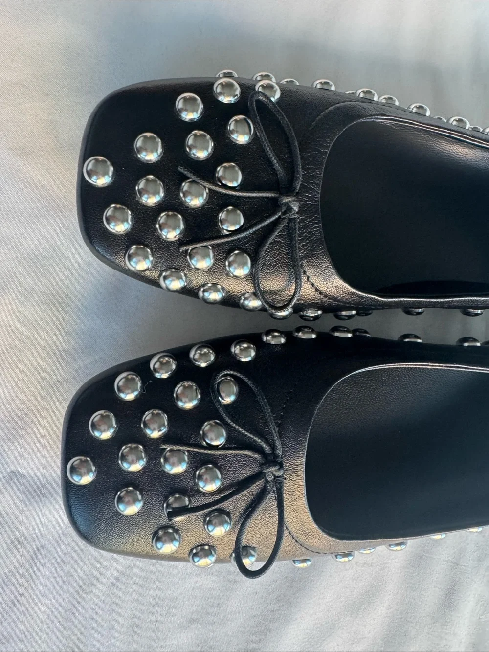 Golden Goose Deluxe Brand Leather Black Silver Studs Ballet Amy Flat EU 37/US 7